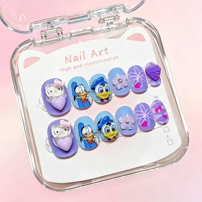 Benutzerdefiniertes cartoon-inspiriertes press-on Nagelkunst-Set Brehn