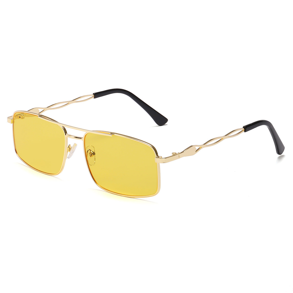Damen Sonnenbrille mit trendigem rechteckigem Rahmen und gelben Gläsern Brehn