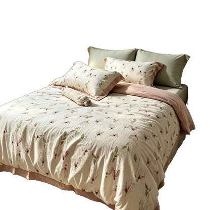 Bettwäschegarnitur Paisley-Jacquard aus Baumwoll-Perkal mit Leinenoptik-Rand