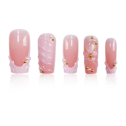 Verschnörkeltes florales Press-On-NagelSet Brehn