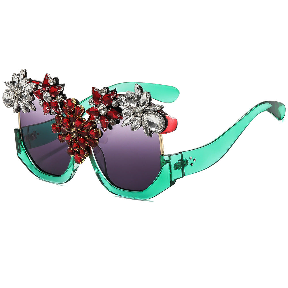 Damen Glamouröse Sonnenbrille mit funkelnden Kristallblüten Brehn