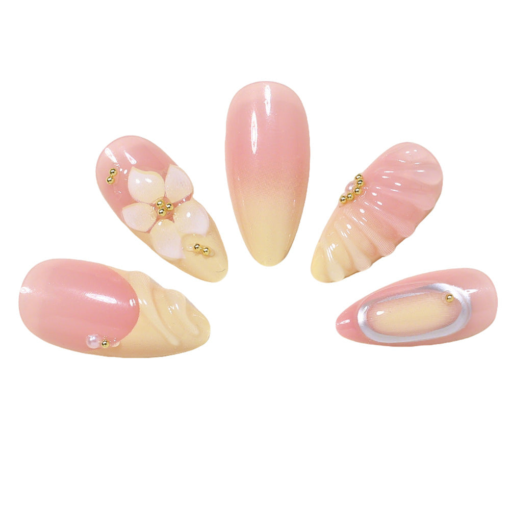 3D Blumen Design Druck-On-Nagel Set Brehn