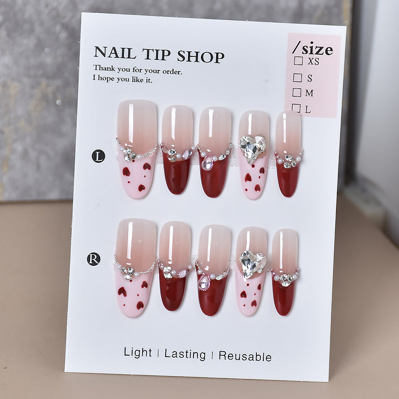 Glamouröse mit Strass besetzte Stiletto Press-On Nägel Brehn