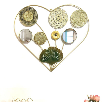 Dekorative Metallwandkunst mit tropischem Blatt- und Spiegeldesign Brehn