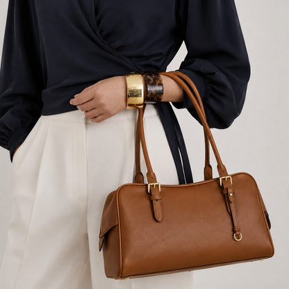 Klassische Strukturierte Lederhandtasche
