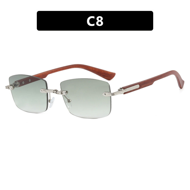 Damen quadratische Sonnenbrille mit Holzrahmen und gradienten Gläsern Brehn