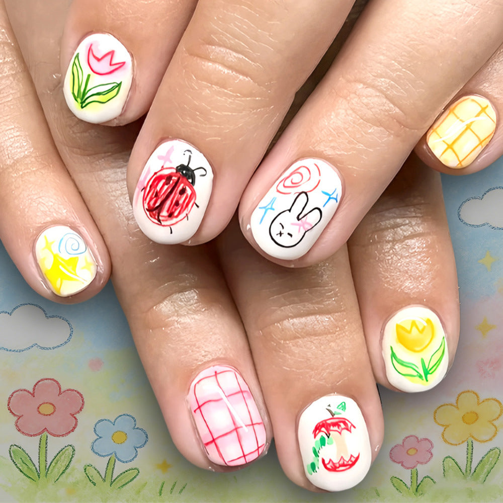 Künstlerisch illustrierte Nagelkunst-Wickel Brehn
