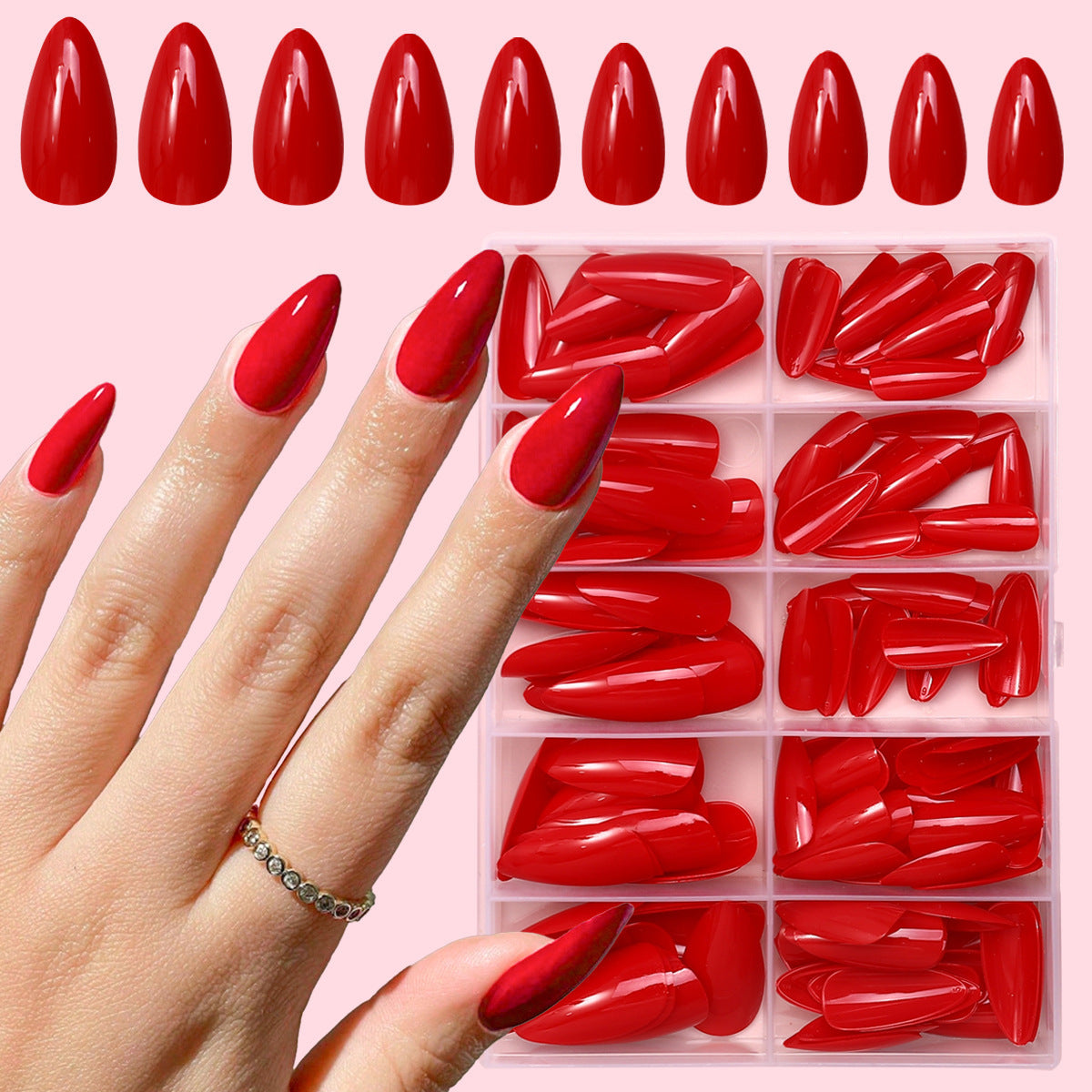 Vollständige Abdeckung Glossy Press-On Nageltips Set