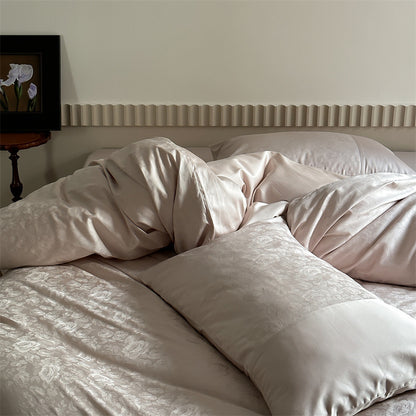 Premium-Jacquard-Satin-Bettbezug-Set mit dezentem Blumenrelief