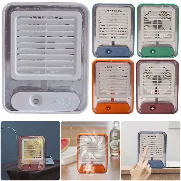 Unisex Einheitsgröße kompakter USB Mikroklima Kühler und flüsterleiser Tischventilator mit transparentem Wassertank und verstellbarem Louver Brehn