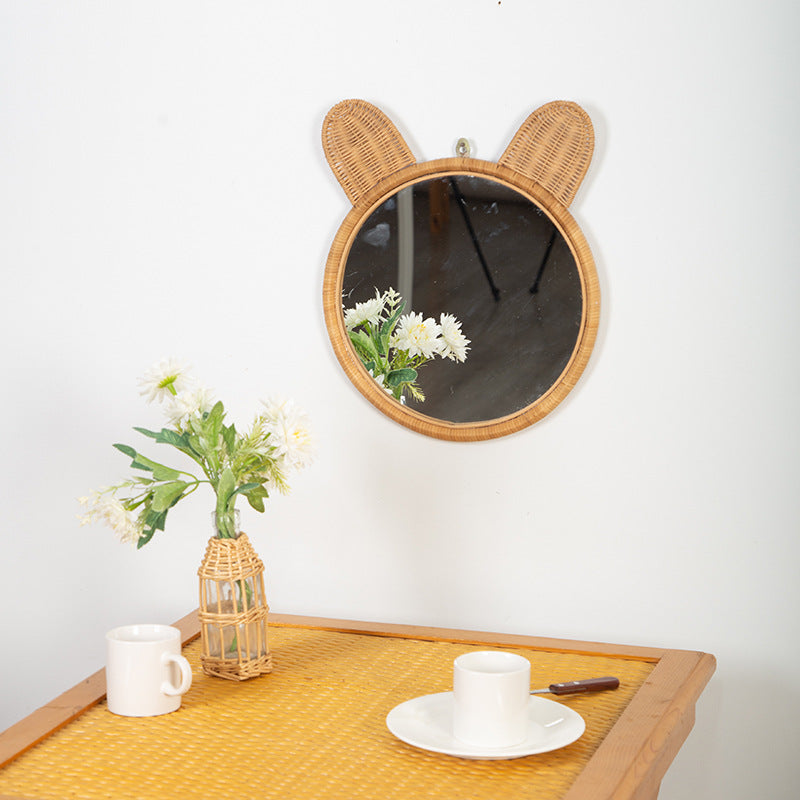 Runde Wandspiegel mit Rattan-Design Brehn