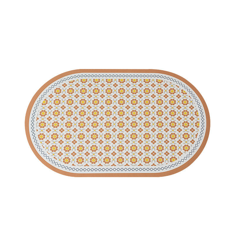 Ovaler rutschfester Vinyl-Fußmatte mit feinem Mosaik-Print und wasserabweisender Oberfläche Brehn