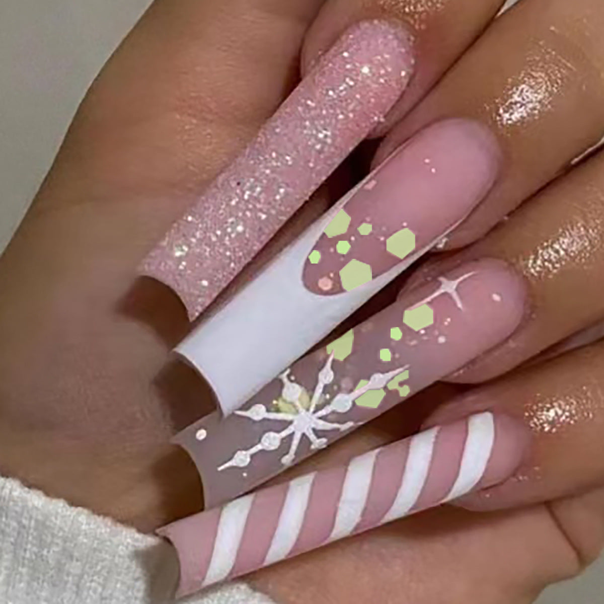 Festliche Glitzernde Press-On Nägel Brehn