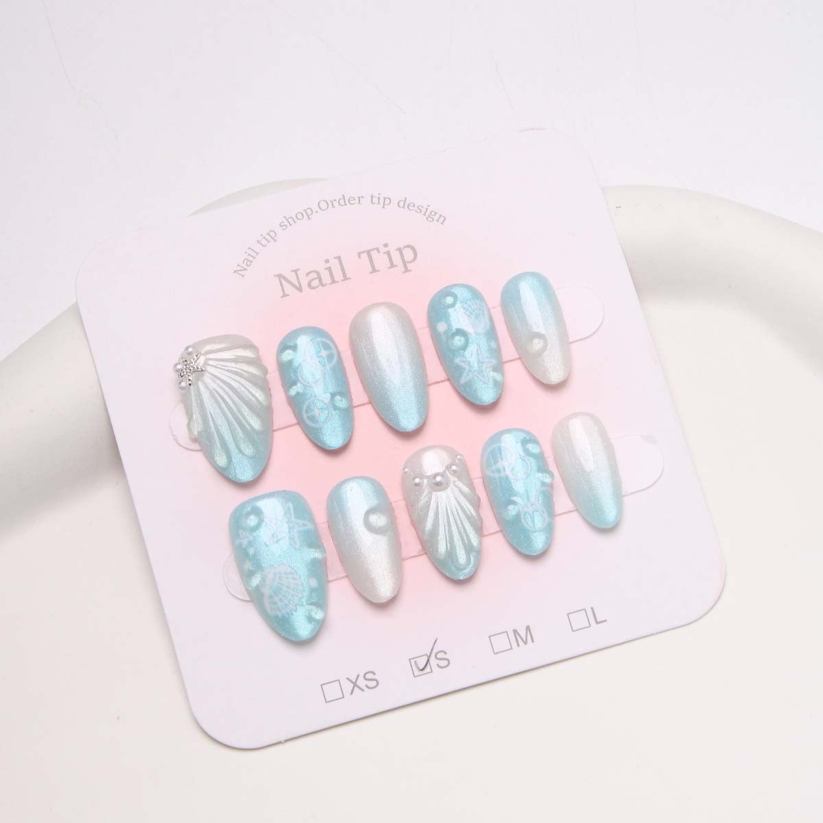 Künstlerisches vom Ozean inspiriertes Press-On Nail Set Brehn