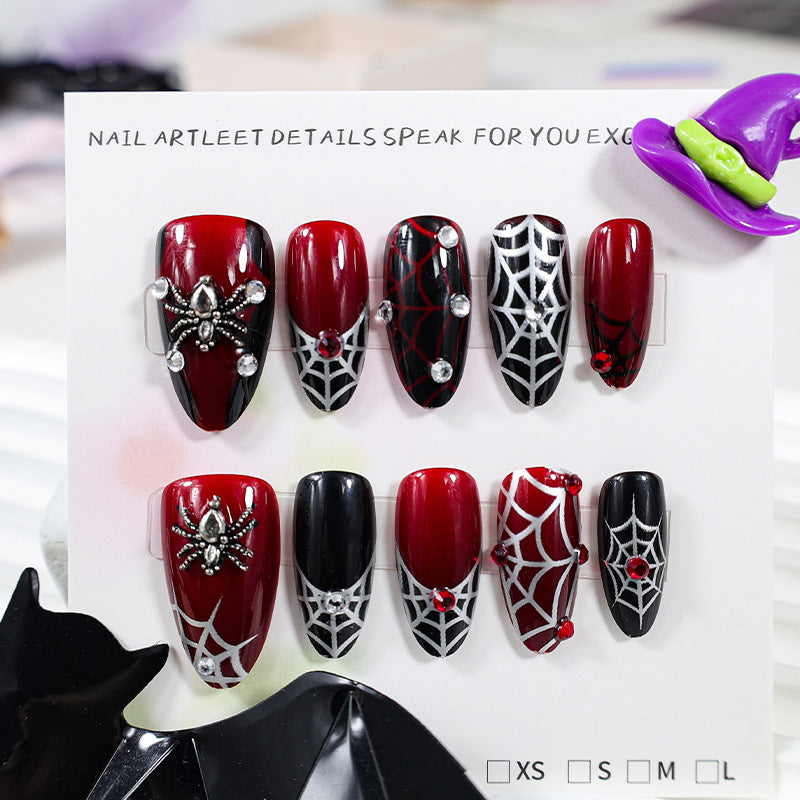 Halloween Kunstnagelset mit Spinnen- und Netzdesigns Brehn