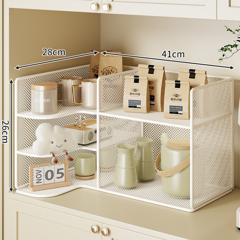 Theken-Mesh-Modular-Küchenaufbewahrungsorganisator mit Mehrfachfächern