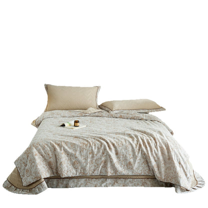 Baumwollgequilteter floraler Bettbezug und Tagesdecke Set