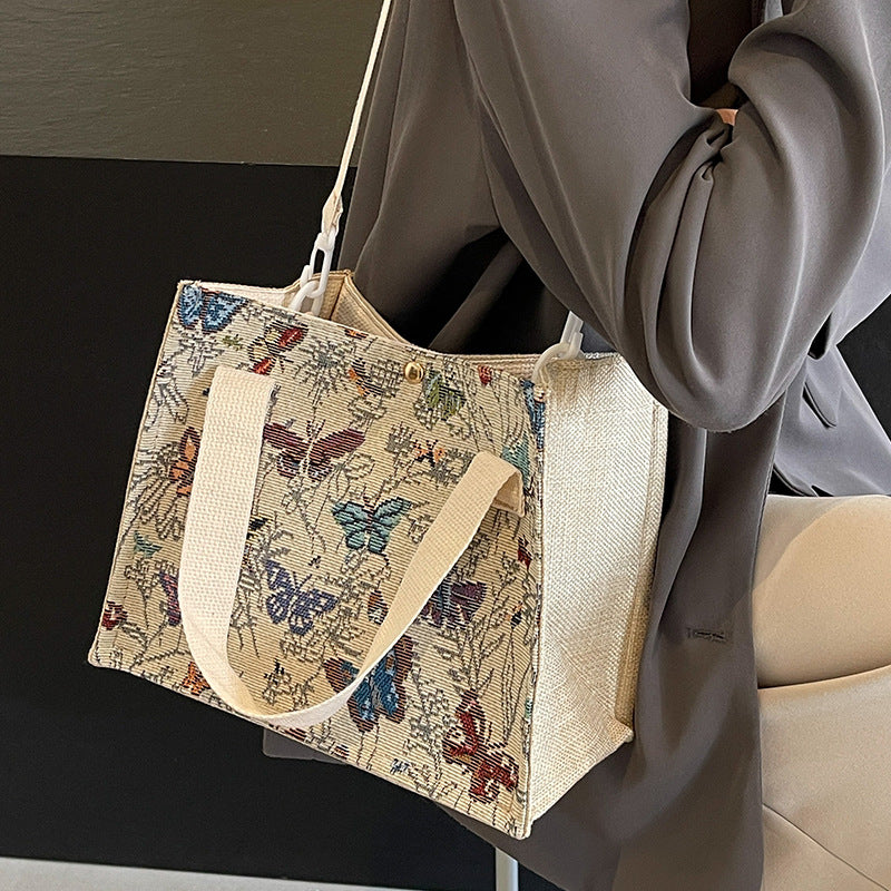 Floral Bestickte Canvas Tragetasche  1790616768