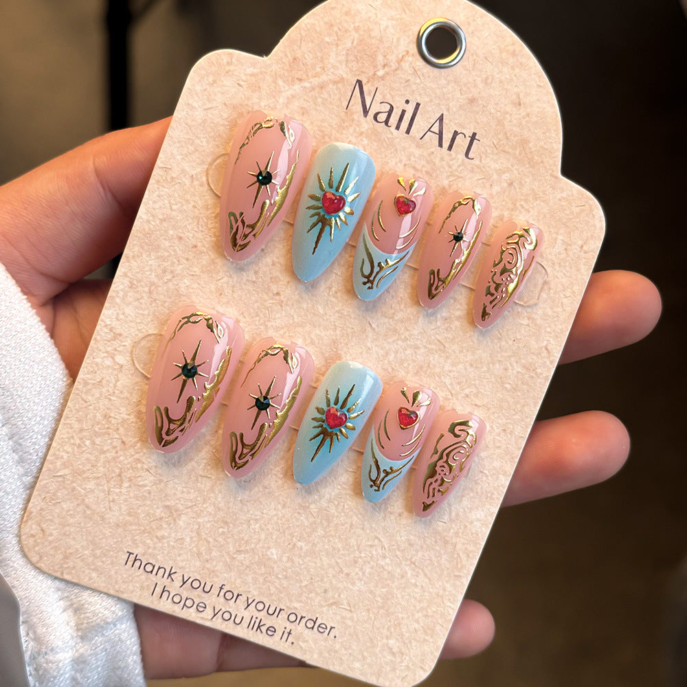 Künstlerisches Floral Verziertes Press-On Nagelset Brehn