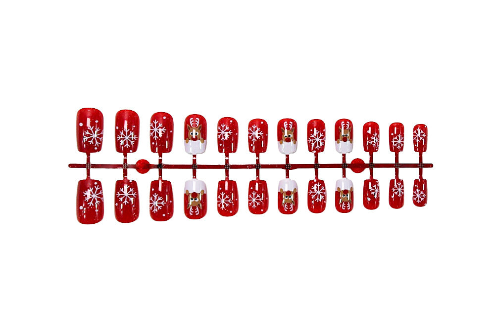 Weihnachts Kunstnagelset mit festlichen Schneeflocken- und Rentierdesigns Brehn