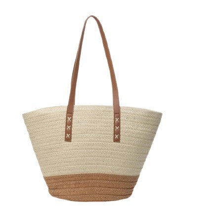 Geflochtene Strandtasche mit Robusten Ledergriffen Brehn