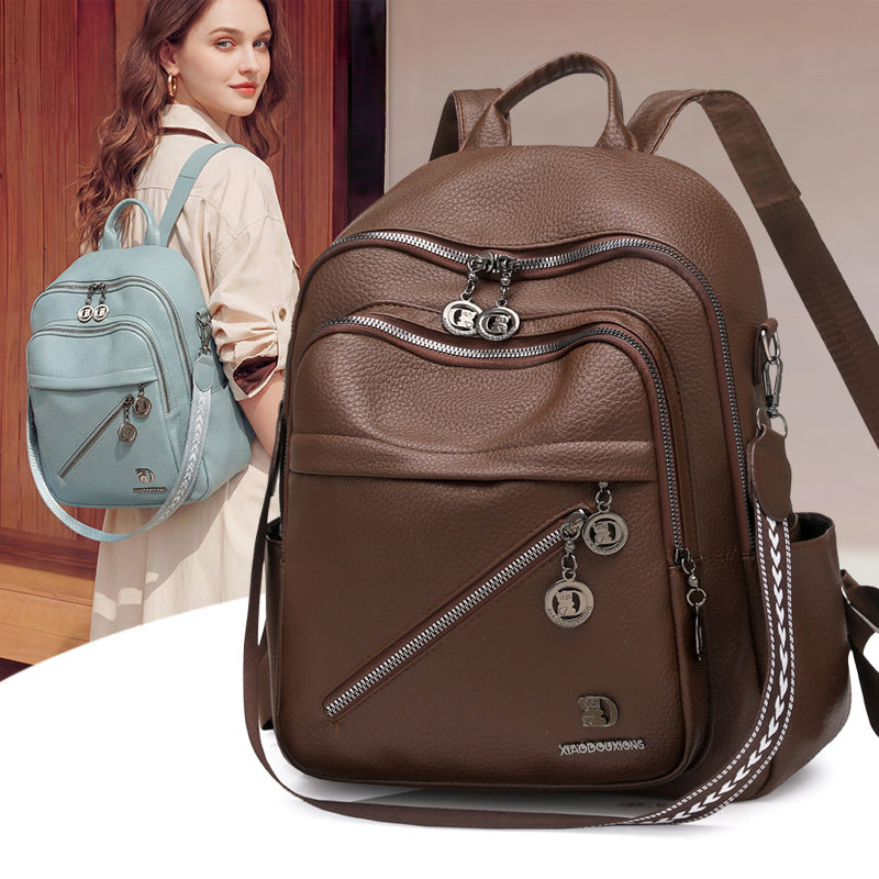 Multi-Fach Stylischer Leder-Rucksack Brehn