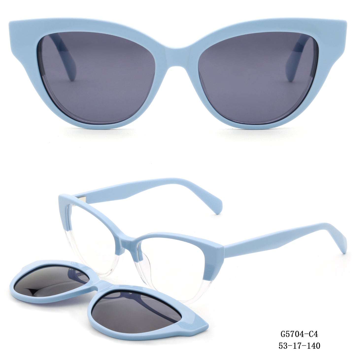 Damen Cat-Eye Sonnenbrille mit abnehmbaren Gläsern Brehn