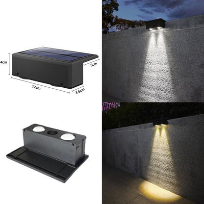 Outdoor Solar RGB Dual-Strahl Wandlampe mit integriertem photovoltaischen Panel und wetterfestem Montagesockel Brehn