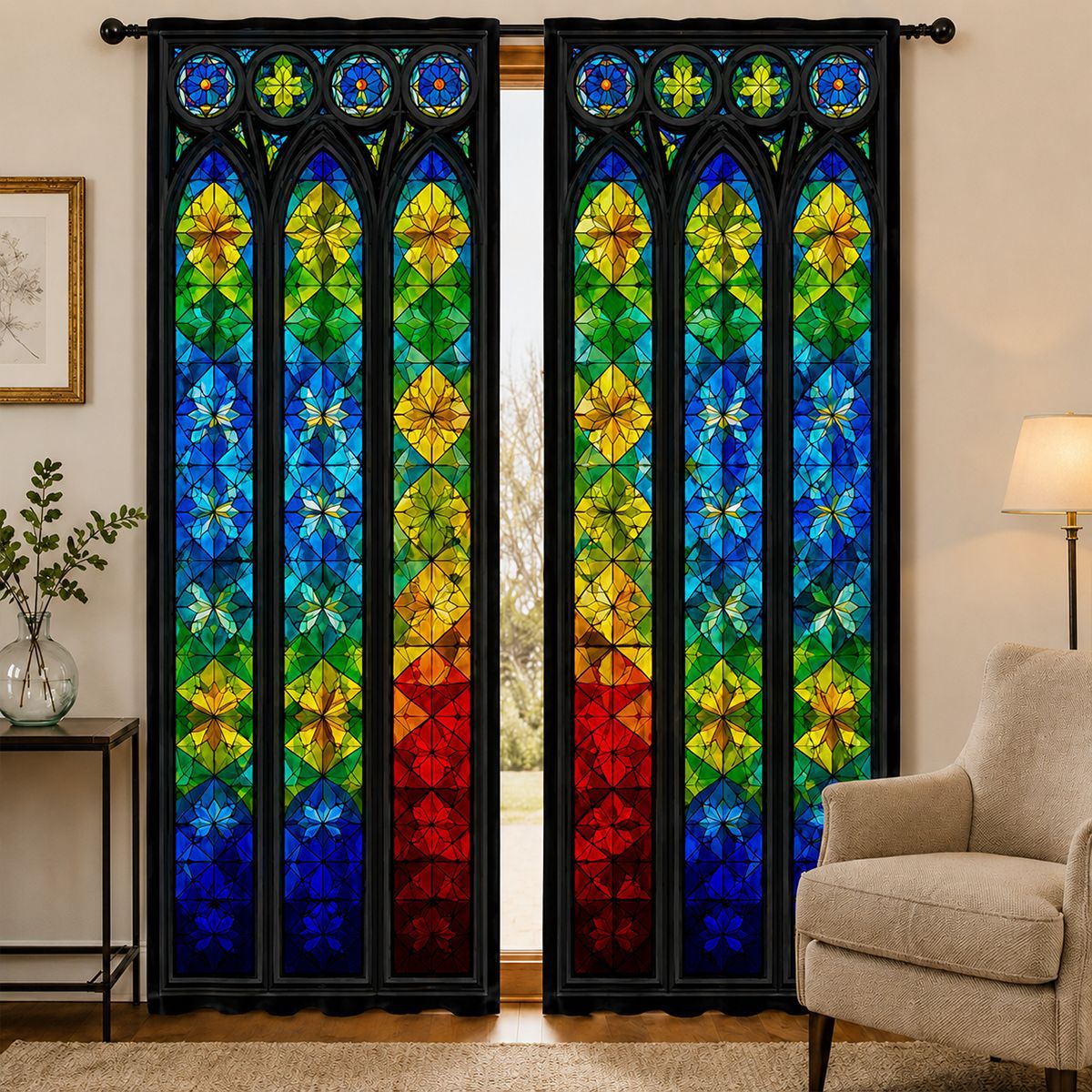 Glasmalerei Inspirierte Dekorative Fenster Vorhänge