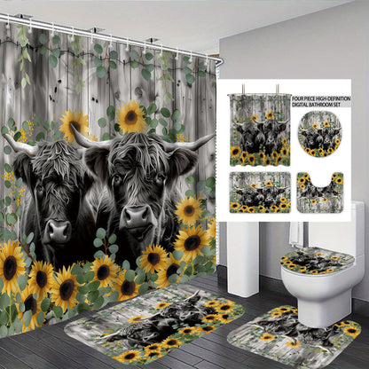 Digital Floral Print Badezimmer Set Brehn