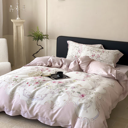Botanisches Baumwollsatin Bettbezugset mit luxuriösem Satinrand & wendem Design
