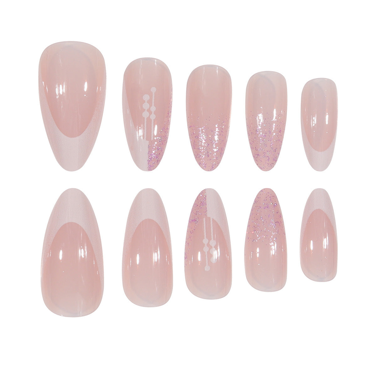Elegante Stiletto Press-On Nägel mit künstlerischer French Tip Brehn