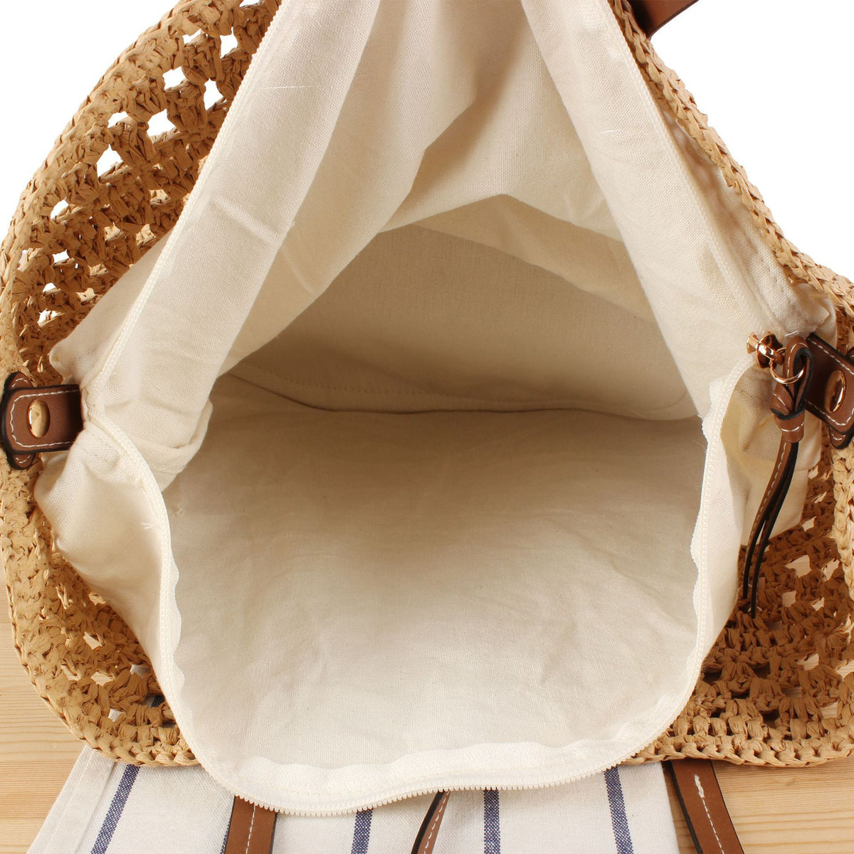 Handtasche Aus Handgeknüpftem Naturmaterial mit Robusten Ledergriffen Brehn