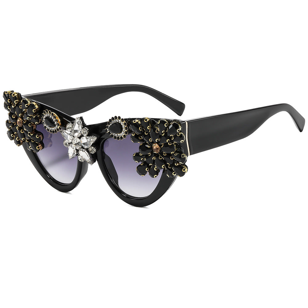 Damen extravagant verzierte Cat-Eye-Sonnenbrille Brehn