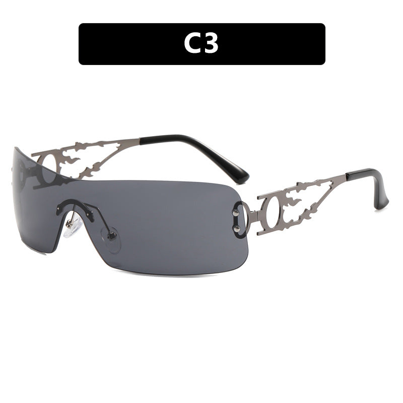 Damen futuristische Sonnenbrille mit hochmodernen Metallakzenten Brehn