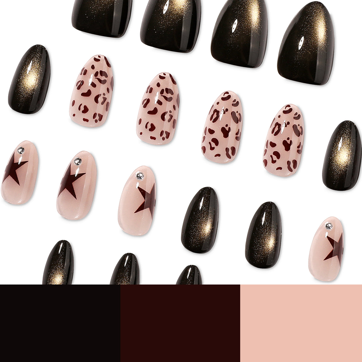 Kunstvolle Nagelverlängerungen mit glamourösen Leo-Design Brehn