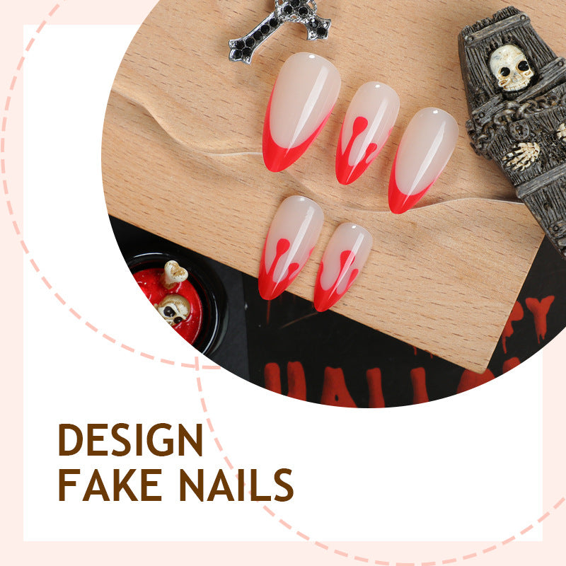 Kunstnagelset mit kreativem Rot-weißem Lackdesign Brehn