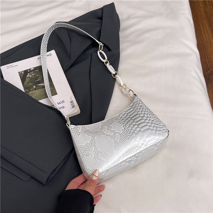 Stylische Texturierte Schlangenleder Effekt Handtasche Brehn