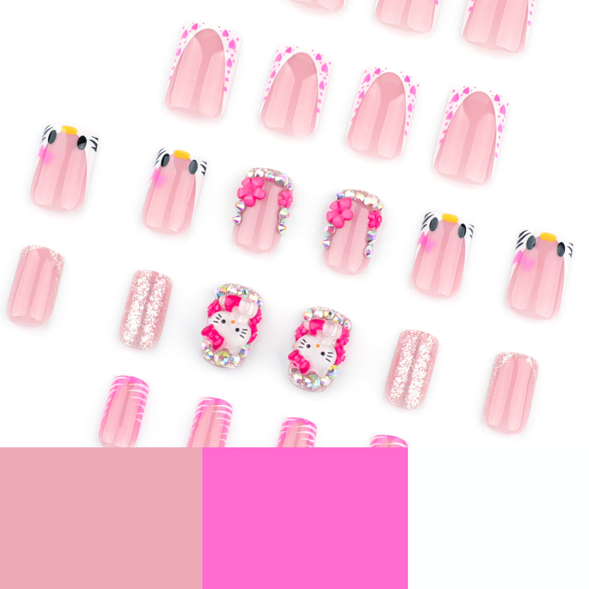 Kunstvolle Nagelkunst mit Tiermotiven und Glitzerakzenten Brehn