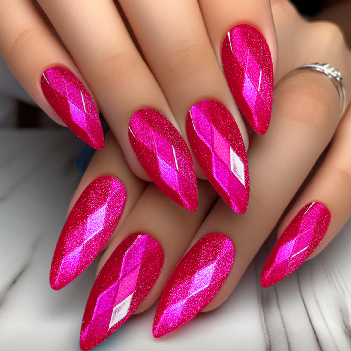 Glamouröse Stiletto-Nagelkunst-Erweiterungen Brehn