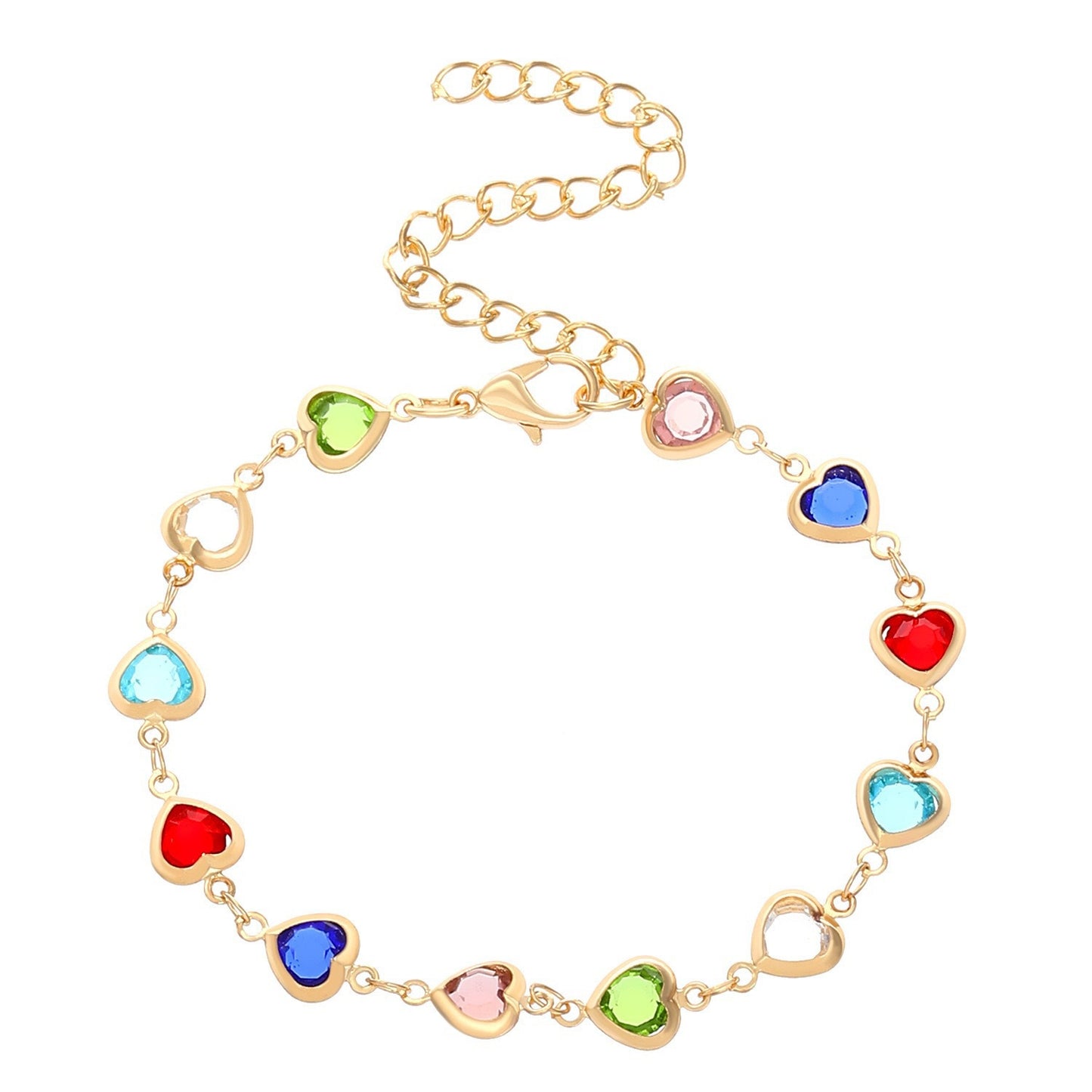 Herzförmiger Edelstein Charm-Armband Brehn