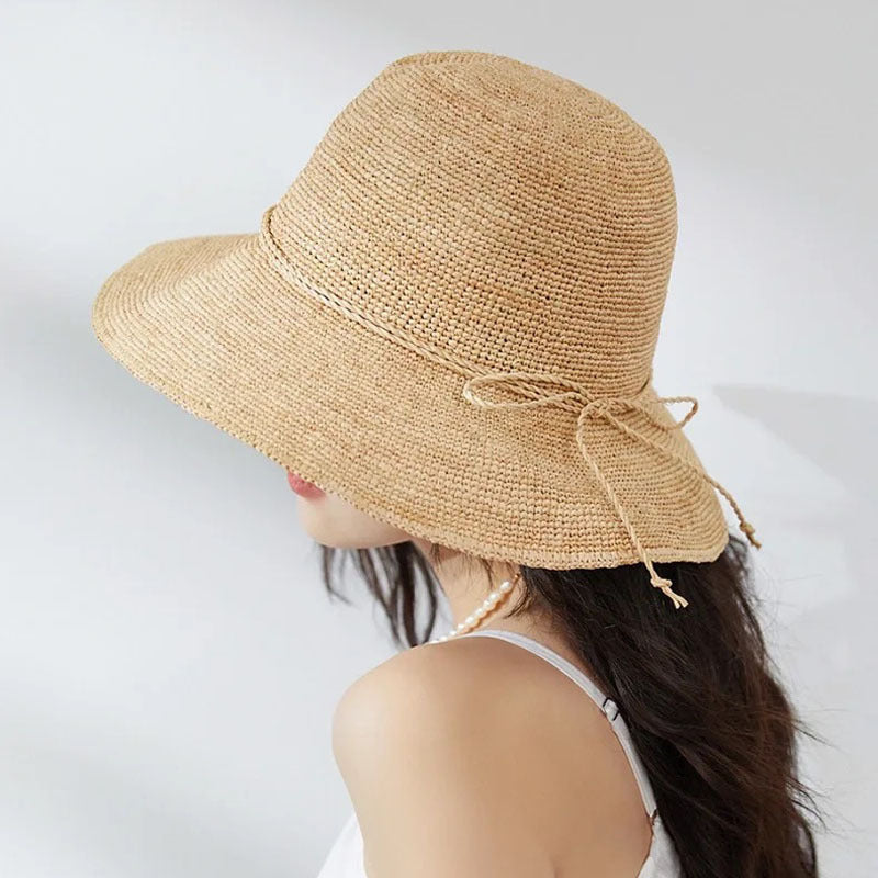 Damen Eleganter Strohhut mit verstellbarem Kordelzug Brehn