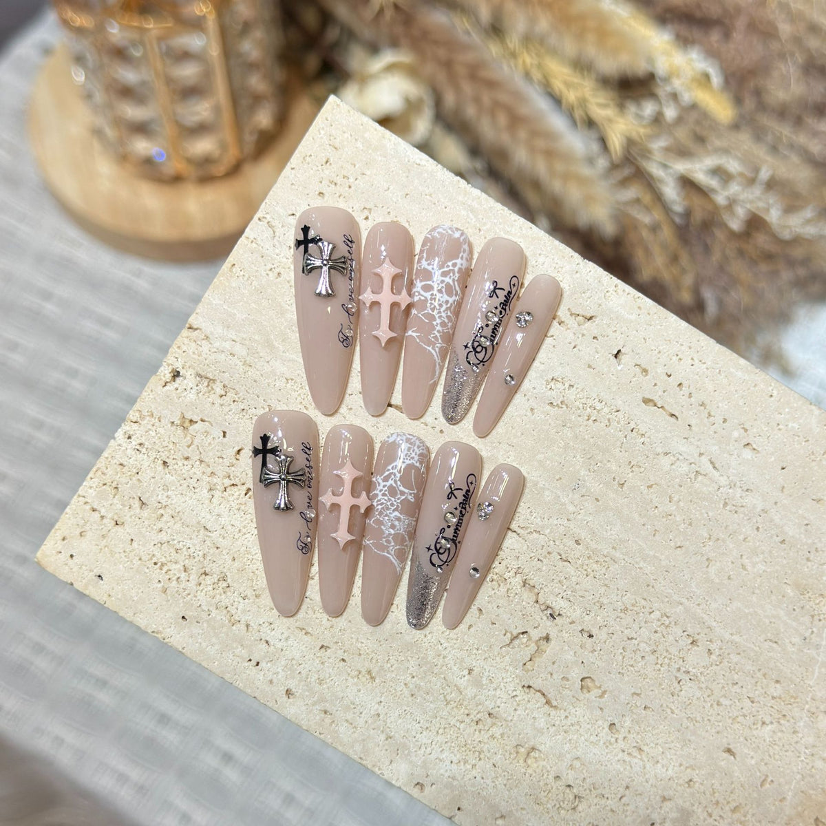 Luxus Gothic Press-On Nail Art Set Brehn