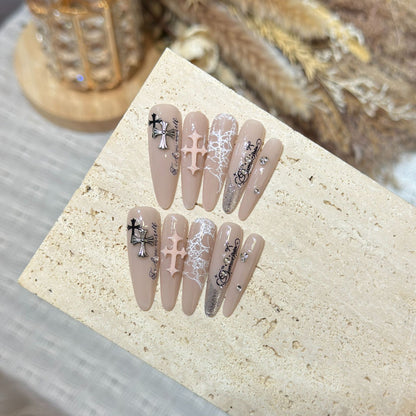 Luxus Gothic Press-On Nail Art Set Brehn