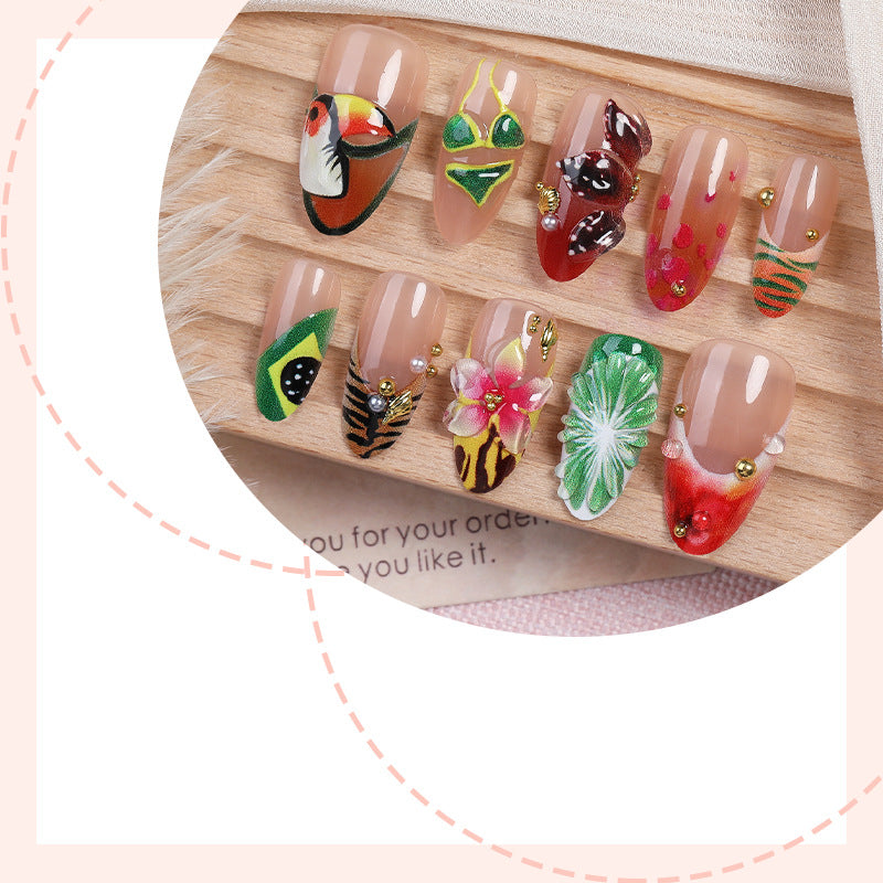 Künstlerisches Tropisches Press-On Nagelset Brehn