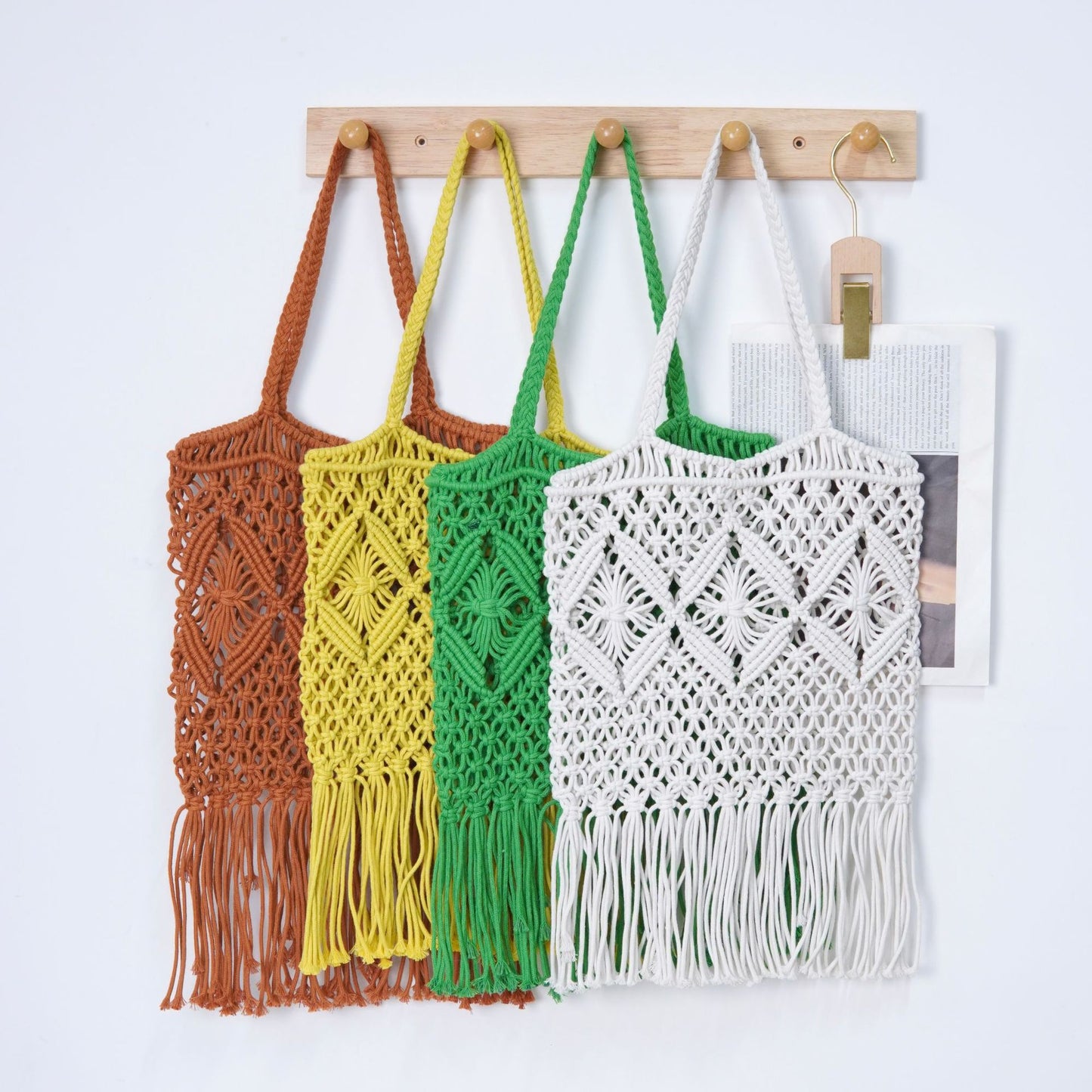 Makramee Schultertasche mit Fransigem Design Brehn