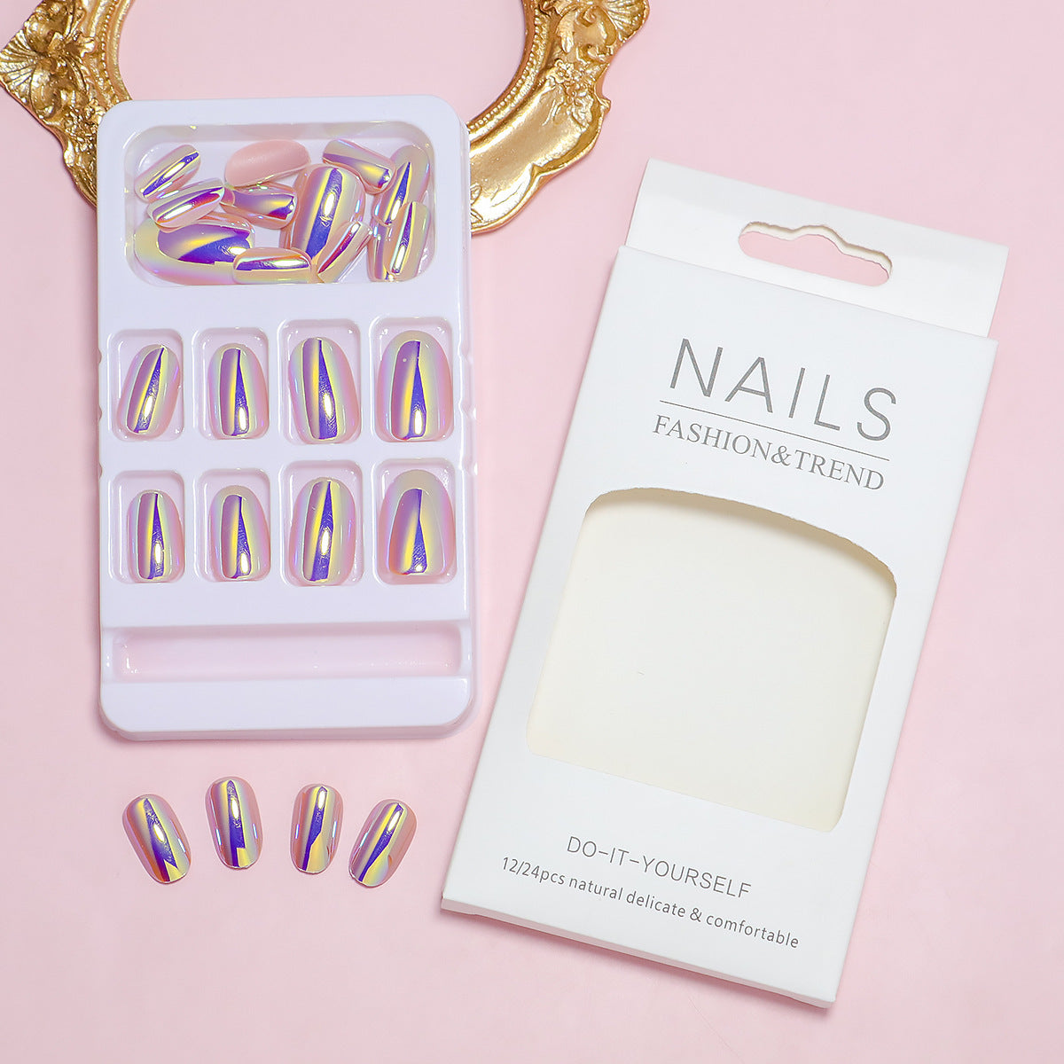 Premium-Spiegel-Finish Press-On Nagelset Brehn