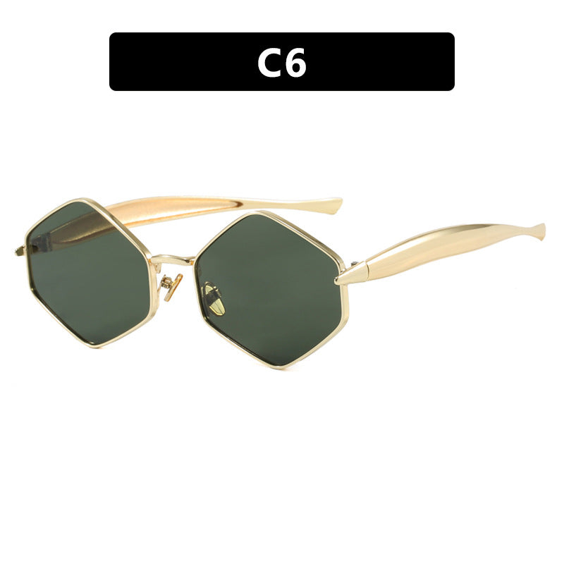 Damen hexagonale Sonnenbrille mit elegantem Metallrahmen und UV-Schutz Brehn