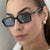 Damen modische quadratische Sonnenbrille mit stilvollem Kunststoffrahmen und blauen Gläsern Brehn