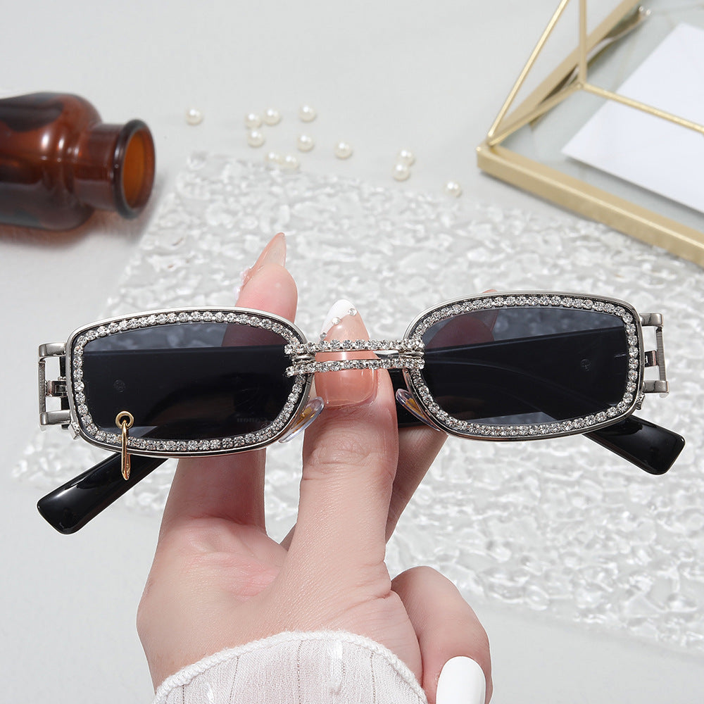 Damen modische Sonnenbrille mit funkelndem Kristallrahmen Brehn